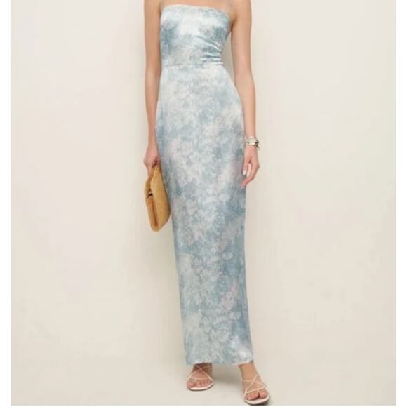 Reformation Womens Frankie Silk Dress Idyllic Size 10 NWT - Picture 1 of 8